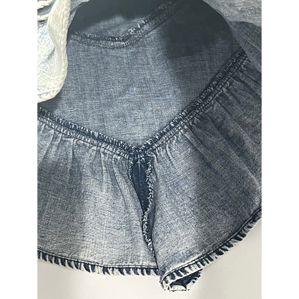 MOTHER The Ruffle Mini Skirt Wash Threading the Needle Denim Y2K - Picture 3 of 10